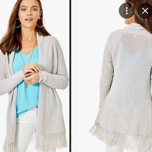 Lilly Pulitzer Tatum Cardigan in Heathered Seaside Metallic Grey Metallic Size M